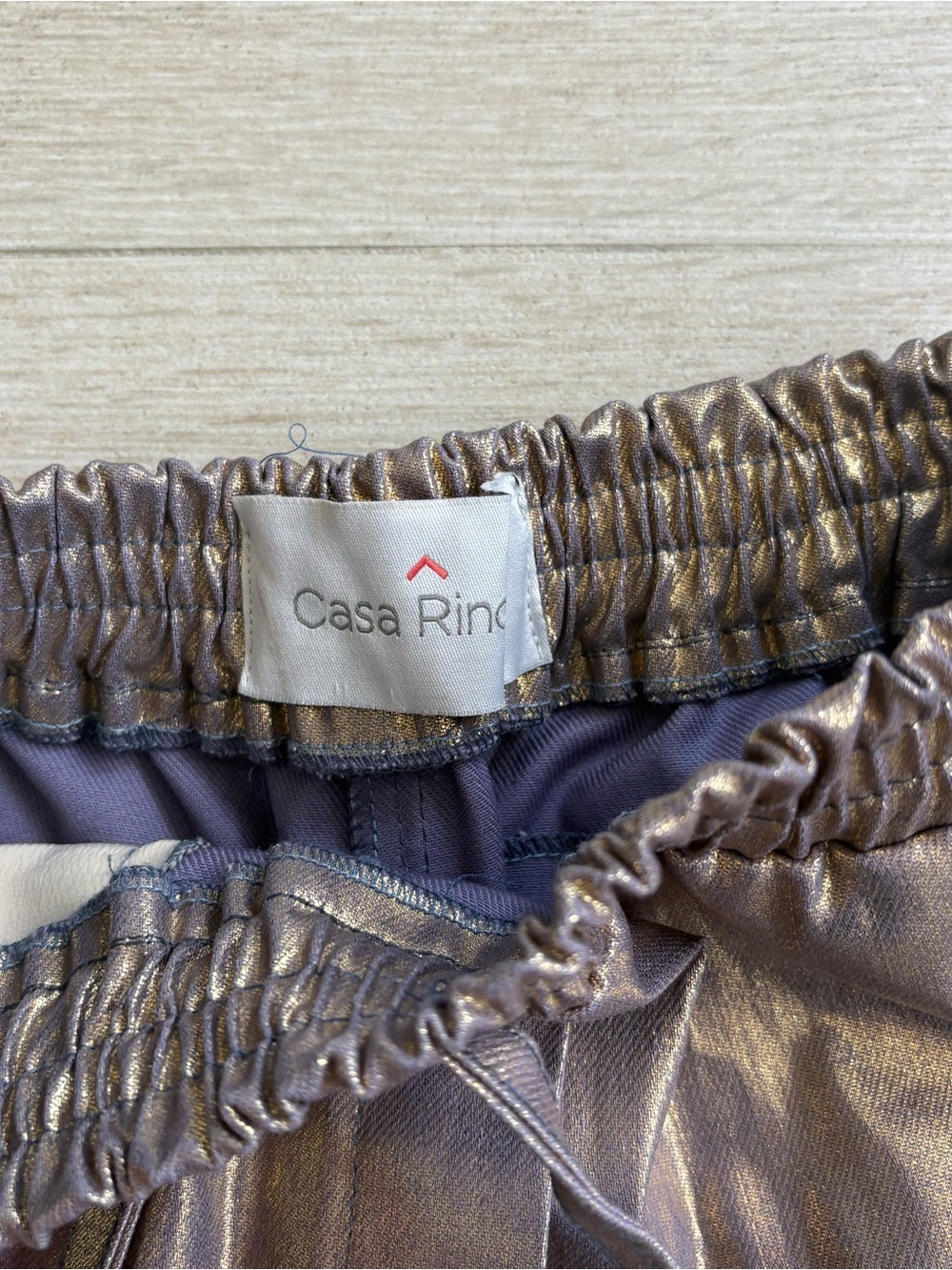 Metallic Bronze Womens Shorts with Elastic Waist - Picture 3 of 6